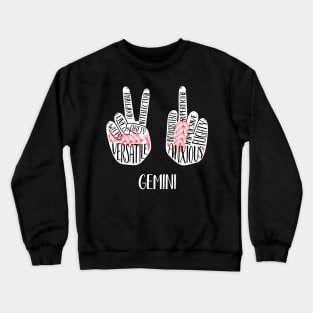 Gemini, Zodiac, June Birthday, Yin Yang, Peace Sign, Middle Finger Crewneck Sweatshirt